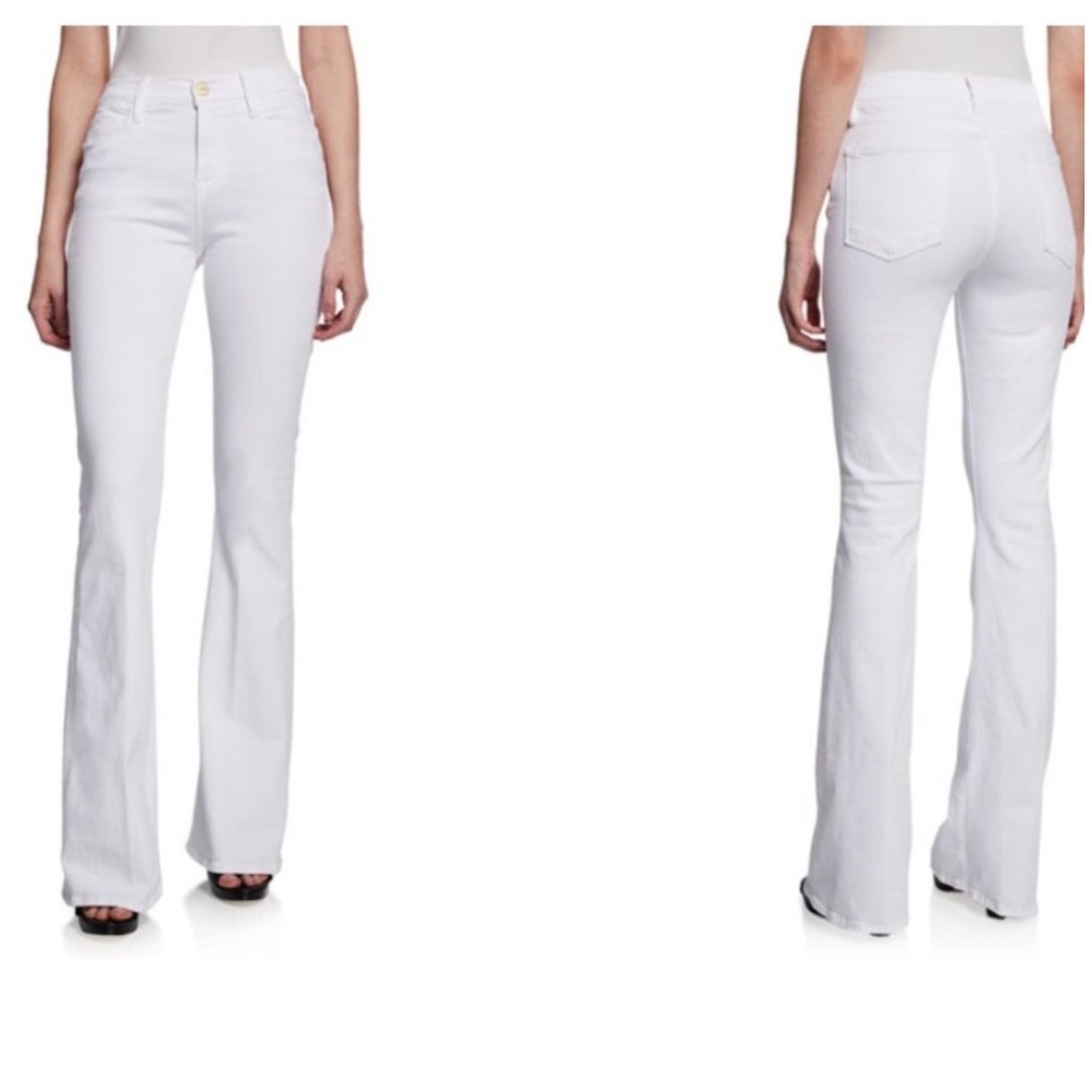 FRAME Le High Flare Jeans 29 White Blanc High Rise Minimalist Boho Retro